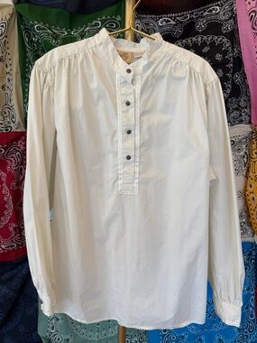 Vintage Scully White Band-Collar Button Placket Shirt